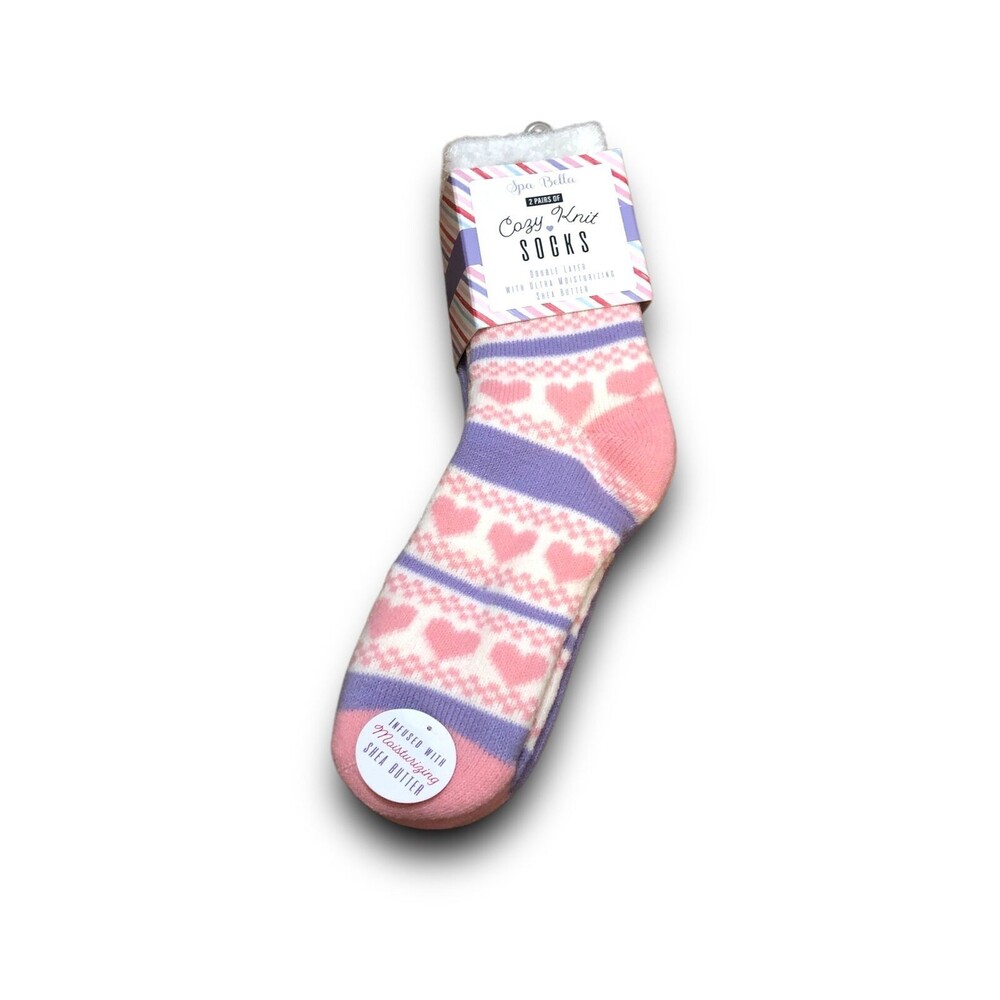 Spa Bella Women's Cozy Knit Double Layer Shea Butter Infused Socks (2 Pairs)
